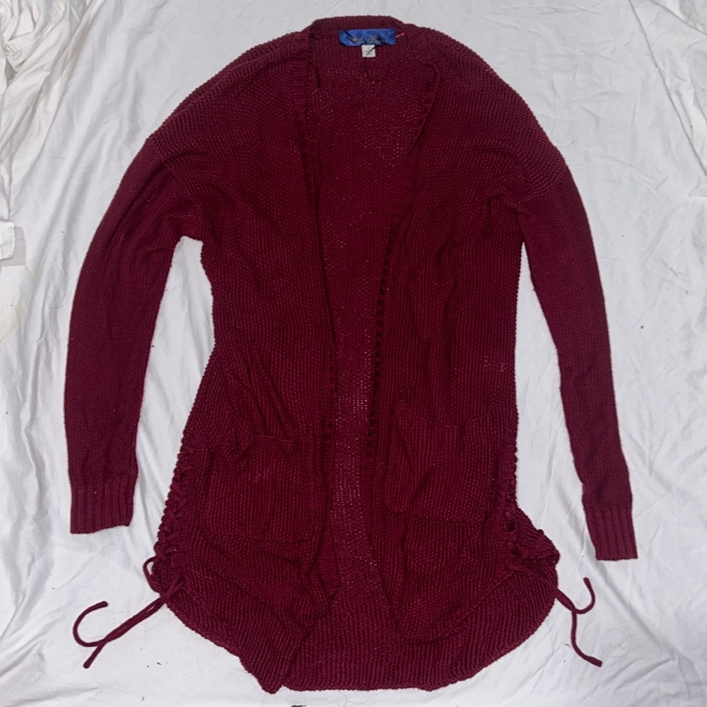 Cute Maroon Knit Cardigan